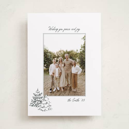 This is a forest holiday photo cards with standard by Michelle Harrick called minimal tree farm printing on recycled smooth signature in standard