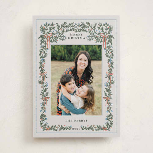 This is a snowberry holiday photo cards with standard by Angel Walker called merriest botanicals printing on recycled smooth signature in standard