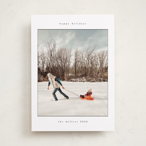 This is a snow holiday photo cards with standard by Nicole Walsh called typewriter printing on recycled smooth signature in standard