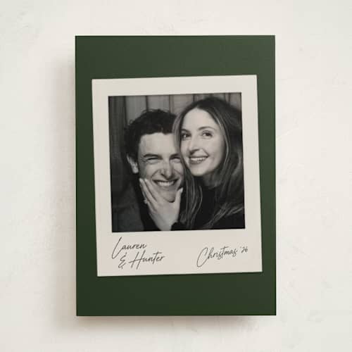This is a evergreen holiday photo cards with standard by Chelsea Petaja called polaroid holiday printing on recycled smooth signature in standard