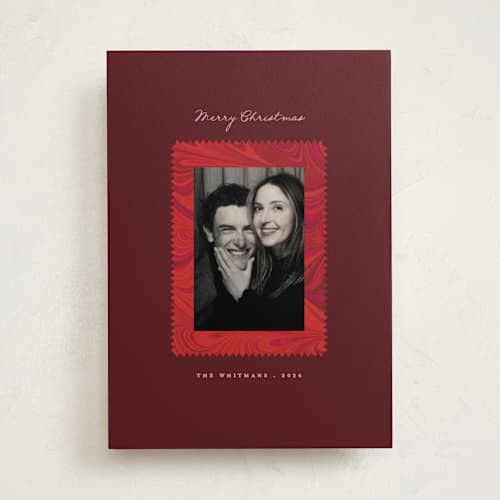 This is a mulberry holiday photo cards with standard by Morgan Kendall called marbled printing on recycled smooth signature in standard