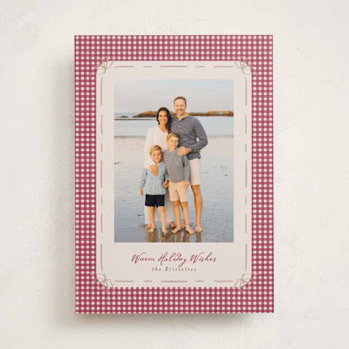 This is a apples holiday photo cards with standard by Tamara Hilje called coastal gingham printing on recycled smooth signature in standard