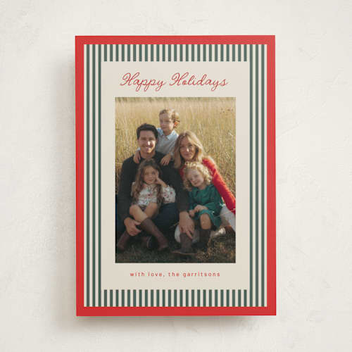 This is a candy apple holiday photo cards with standard by Chris Griffith called holiday trend printing on recycled smooth signature in standard