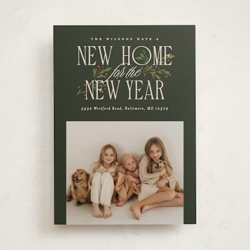 This is a evergreen holiday photo cards with standard by Erin L. Wilson called hearth garland printing on recycled smooth signature in standard