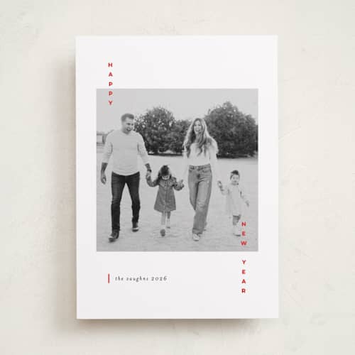 This is a poinsettia holiday photo cards with standard by Erica Krystek called merry holidays printing on recycled smooth signature in standard