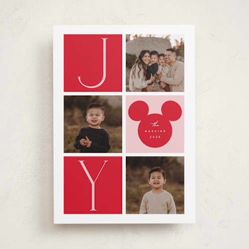 This is a rose holiday photo cards with standard by Hudson meet Rose called disney's joyful mickey printing on recycled smooth signature in standard