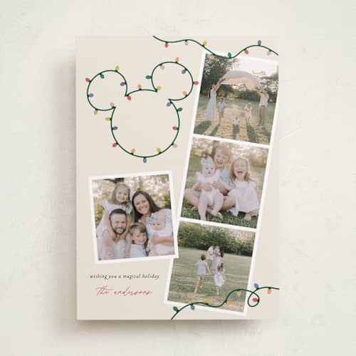 This is a gumdrop holiday photo cards with standard by Sarah Hawkins Designs called disney's mickey glowing lights printing on recycled smooth signature in standard