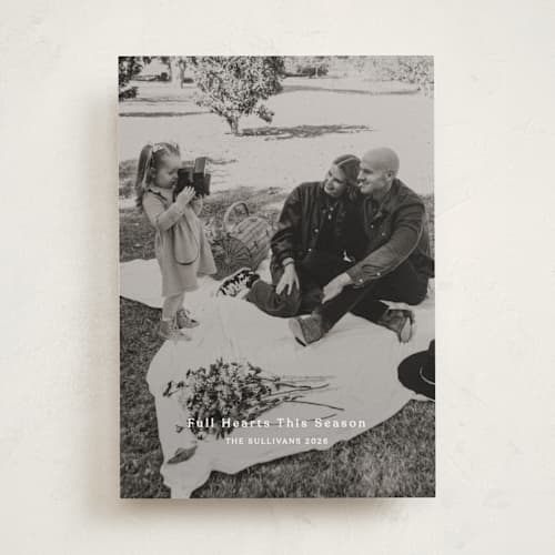 This is a snow holiday photo cards with standard by Stephanie Heinrich Godbout called full hearts printing on recycled smooth signature in standard