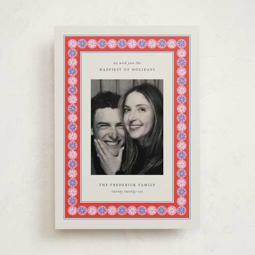 This is a sprinkles holiday photo cards with standard by Jackie Crawford called sugarplum border printing on recycled smooth signature in standard