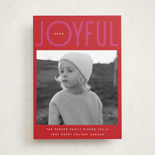 This is a berry holiday photo cards with standard by Nazia Hyder called fun & bold type printing on recycled smooth signature in standard