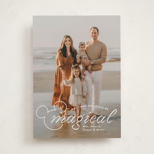 This is a snow holiday photo cards with standard by Emily Betts called magical printing on recycled smooth signature in standard