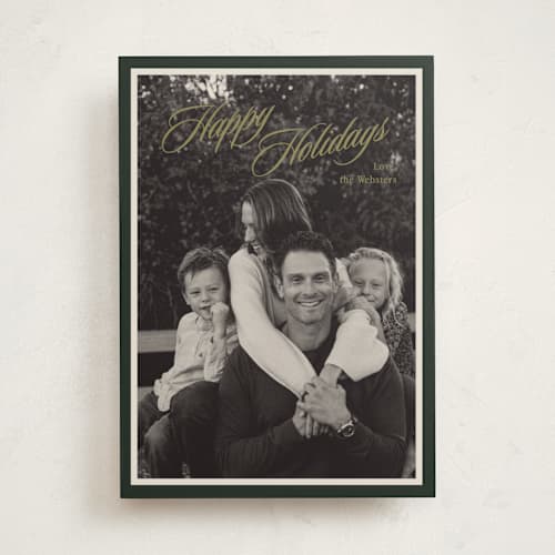 This is a moss holiday photo cards with standard by Ani Somi called classic portrait printing on recycled smooth signature in standard