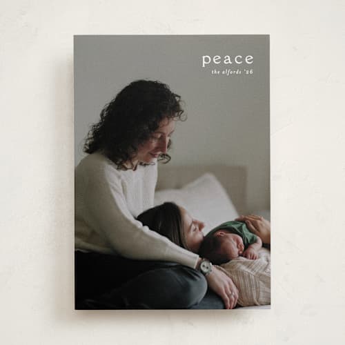 This is a snow holiday photo cards with standard by Amy Kross called emblem printing on recycled smooth signature in standard