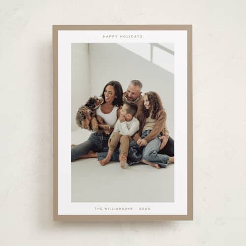 This is a gingerbread holiday photo cards with standard by JoAnn Jinks called modern border printing on recycled smooth signature in standard