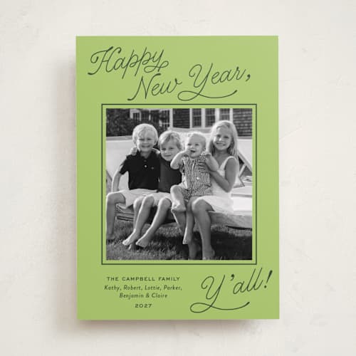 This is a fern holiday photo cards with standard by Megan Davis called southern charm printing on recycled smooth signature in standard