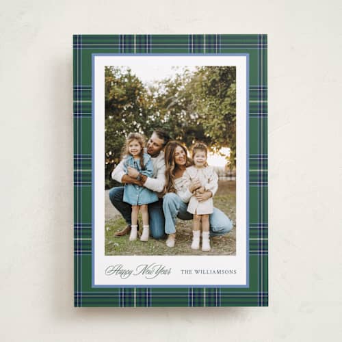 This is a evergreen holiday photo cards with standard by Cindy Reynolds called navy baby printing on recycled smooth signature in standard
