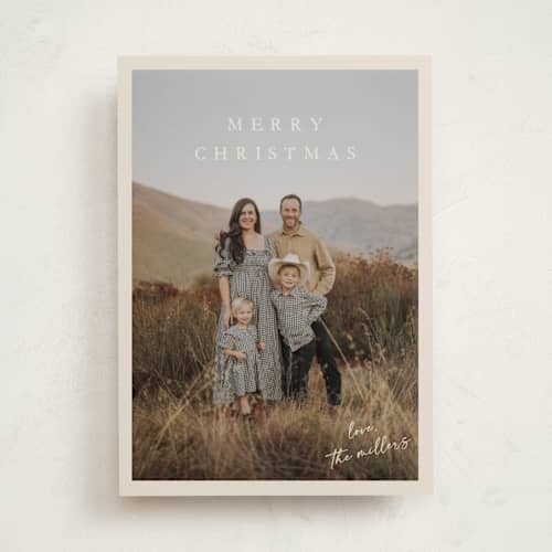This is a vanilla holiday photo cards with standard by Kasia Labocki called homebound printing on recycled smooth signature in standard