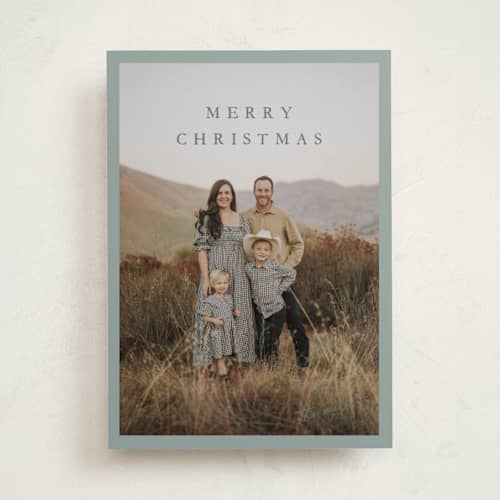This is a pine needle holiday photo cards with standard by Kasia Labocki called homebound printing on recycled smooth signature in standard