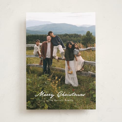 This is a snowfall holiday photo cards with standard by Erin L. Wilson called expanse printing on recycled smooth signature in standard