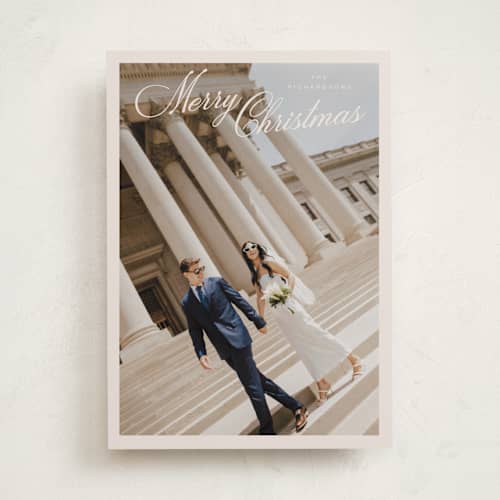 This is a chiffon holiday photo cards with standard by Nicoletta Savod called gorgeous printing on recycled smooth signature in standard