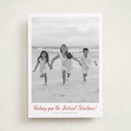 This is a scarlet holiday photo cards with standard by Carolyn MacLaren called merry fun printing on recycled smooth signature in standard