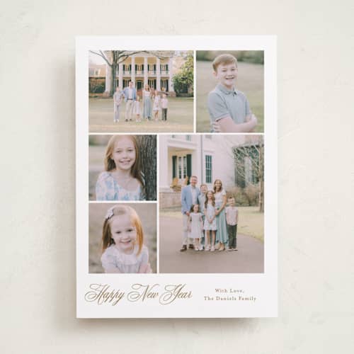 This is a candlelight holiday photo cards with standard by Carolyn MacLaren called formal five printing on recycled smooth signature in standard