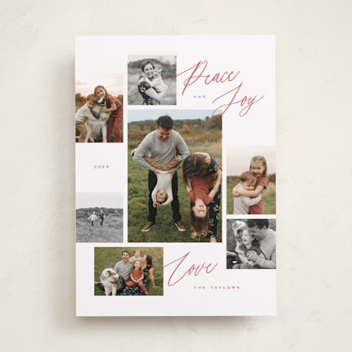 This is a peppermint holiday photo cards with standard by Michelle Taylor called scattered gallery printing on recycled smooth signature in standard
