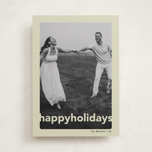 This is a mint holiday photo cards with standard by lori jacobs wemple called happy holiday frame printing on recycled smooth signature in standard