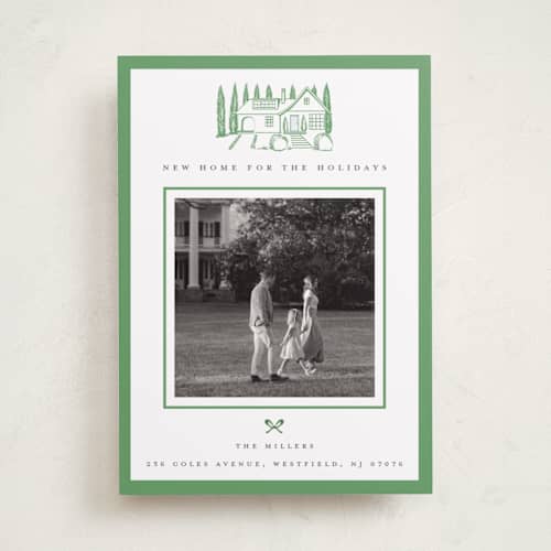 This is a fir holiday photo cards with standard by Teju Reval called festive home printing on recycled smooth signature in standard