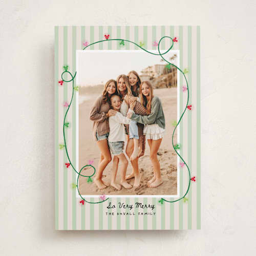 This is a cali holiday photo cards with standard by Kamala Nahas called disney's mickey lights printing on recycled smooth signature in standard