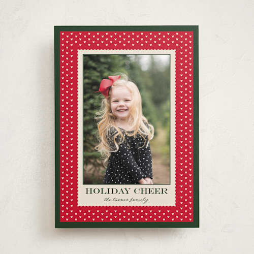 This is a holly berry holiday photo cards with standard by Jenna Holcomb called disney's mickey mouse swiss dot printing on recycled smooth signature in standard
