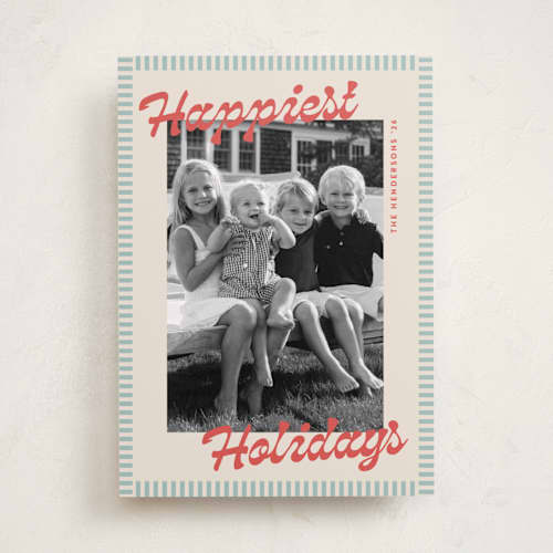 This is a cabana holiday photo cards with standard by Carolyn Nicks called striped delight printing on recycled smooth signature in standard