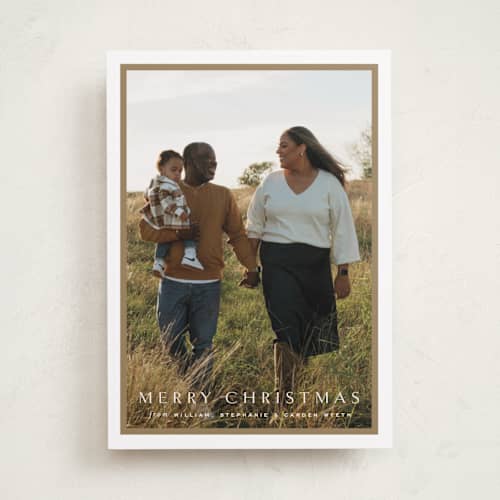 This is a cotton holiday photo cards with standard by Amy Kross called winds printing on recycled smooth signature in standard