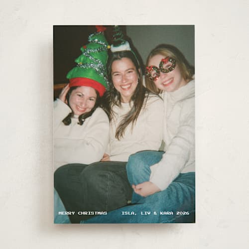 This is a snow holiday photo cards with standard by Lea Delaveris called vhs printing on recycled smooth signature in standard