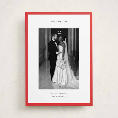 This is a berry holiday photo cards with standard by Wendy Chung called classic border printing on recycled smooth signature in standard