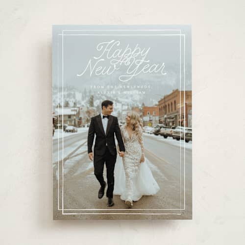 This is a snow holiday photo cards with standard by Anna Elder called a classic christmas printing on recycled smooth signature in standard
