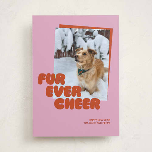 This is a berry holiday photo cards with standard by Inkblot Design called furever printing on recycled smooth signature in standard