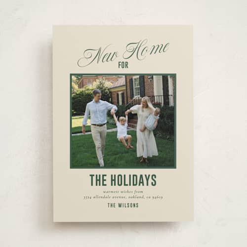 This is a forest holiday photo cards with standard by Ana de Sousa called contemporary new home printing on recycled smooth signature in standard
