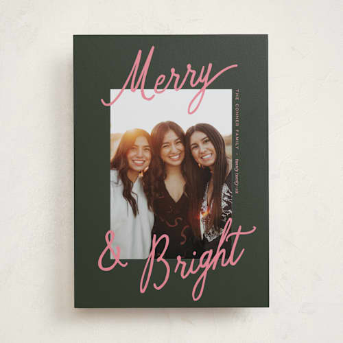 This is a mistletoe holiday photo cards with standard by Pixel and Hank called jottings printing on recycled smooth signature in standard