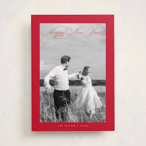This is a cherry holiday photo cards with standard by Nicoletta Savod called chic script printing on recycled smooth signature in standard