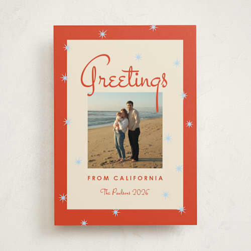 This is a fire holiday photo cards with standard by Inkblot Design called vintage vacay printing on recycled smooth signature in standard