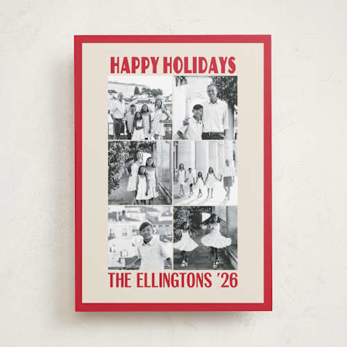 This is a cardinal holiday photo cards with standard by Beth Vassalo called the grid printing on recycled smooth signature in standard