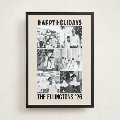 This is a onyx holiday photo cards with standard by Beth Vassalo called the grid printing on recycled smooth signature in standard