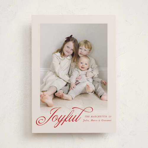 This is a berry holiday photo cards with standard by Pati Cascino called mina printing on recycled smooth signature in standard