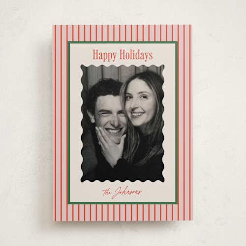 This is a cherry holiday photo cards with standard by Carolyn Nicks called belly laugh printing on recycled smooth signature in standard