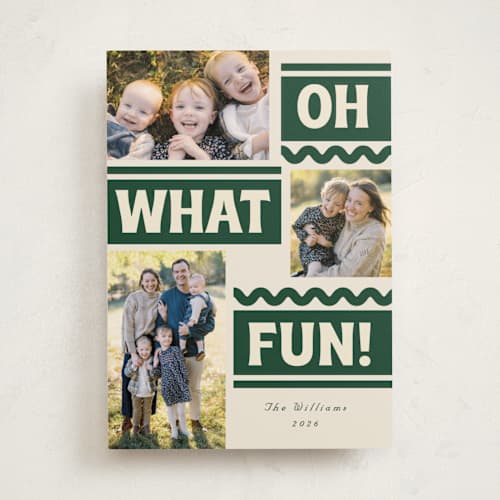 This is a forest holiday photo cards with standard by Baumbirdy called ski slope printing on recycled smooth signature in standard