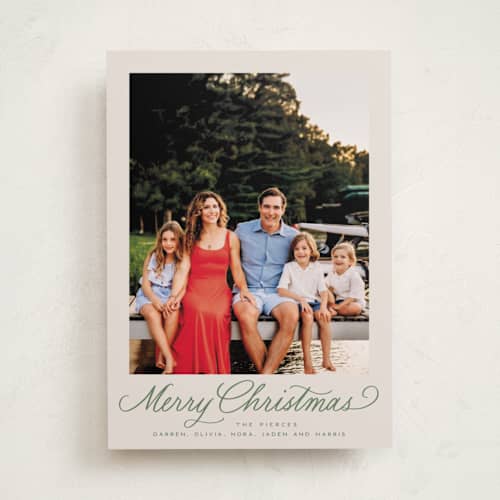This is a fir holiday photo cards with standard by Everett Paper Goods called classically printing on recycled smooth signature in standard
