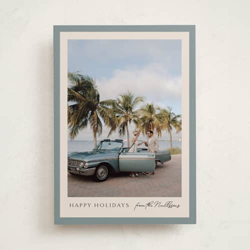 This is a pool holiday photo cards with standard by Chris Griffith called holiday band printing on recycled smooth signature in standard