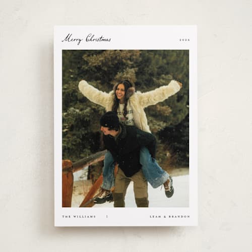 This is a snowcap holiday photo cards with standard by Pixel and Hank called christmas card printing on recycled smooth signature in standard