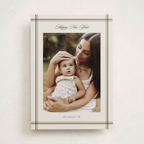 This is a golden holiday photo cards with standard by Stacey Meacham called elegant overlap printing on recycled smooth signature in standard